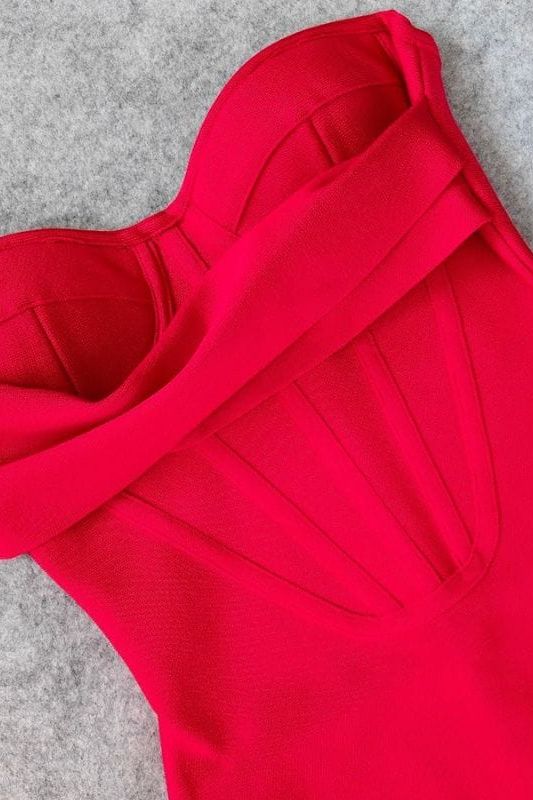 Miles Bodycon Midi Dress - Lipstick Red - Stylish red dress for special occasions | Buy Online