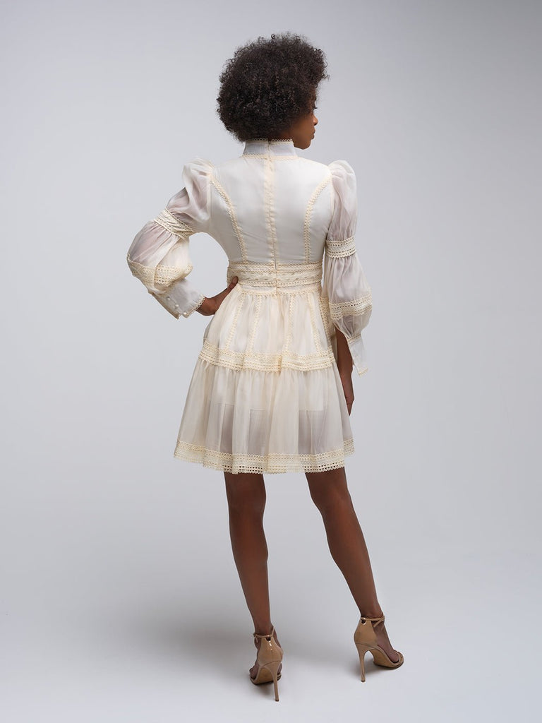 Stylish red dress | Milla Layered Mesh Sleeve Mini Dress - Ideal for special occasions