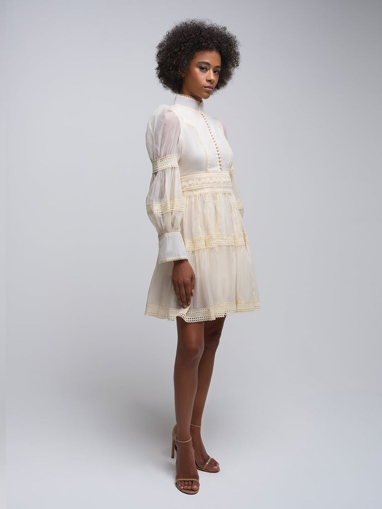 Stylish red dress | Milla Layered Mesh Sleeve Mini Dress - Ideal for special occasions