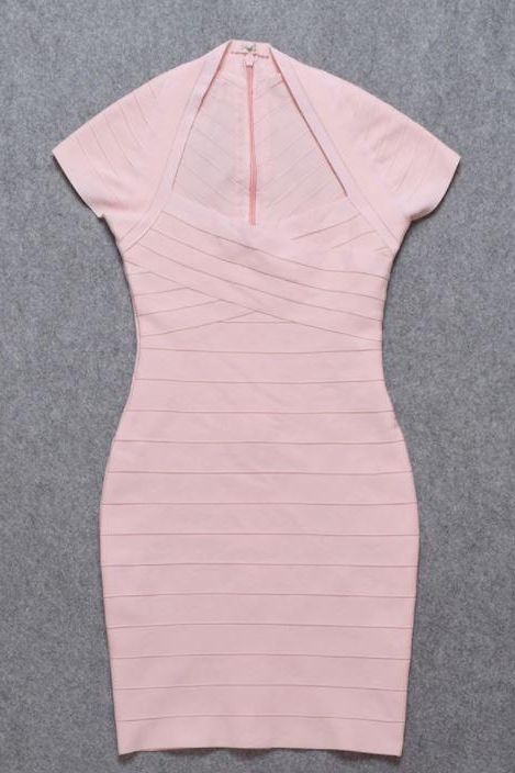 Shop  pink dress - Perfect for special occasions | Miranda Bandage Mini Dress - Dusty Pink