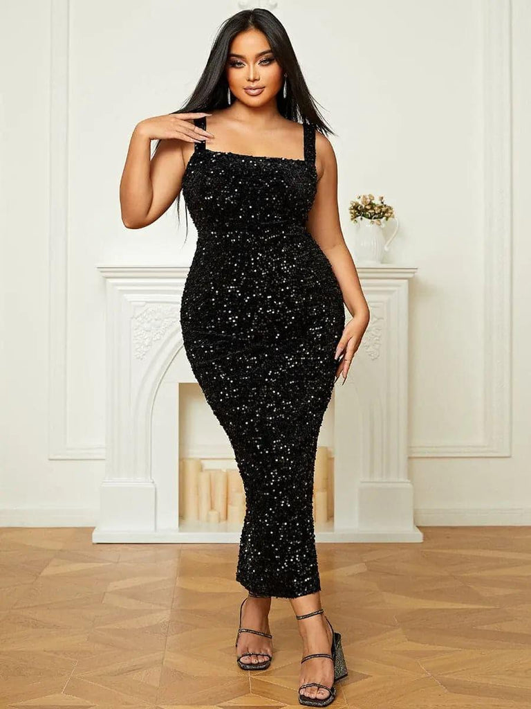 Square Neck Sequin Cocktail Dress - Stylish beautiful dress for cocktail | Buy Online