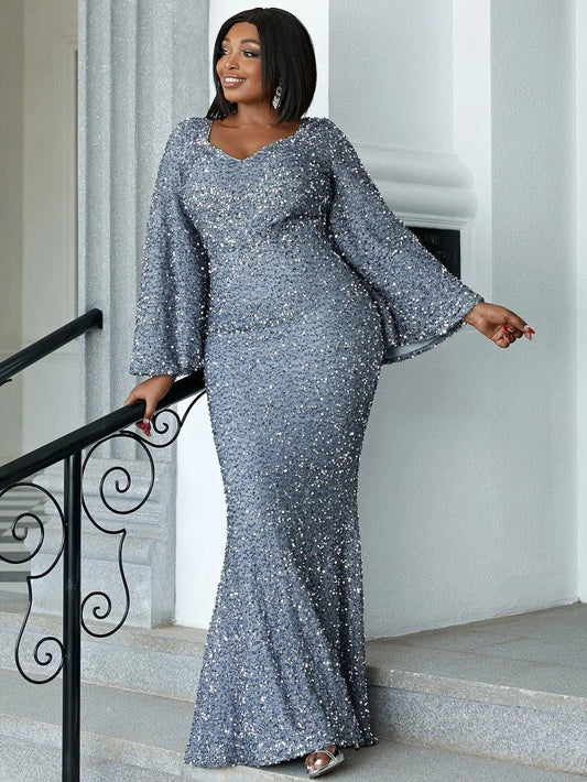 Flared Sleeve Curve Dress