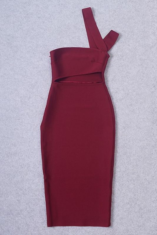 Molly Bandage Midi Dress - Red Wine - Stylish red dress for special occasions | Buy Online