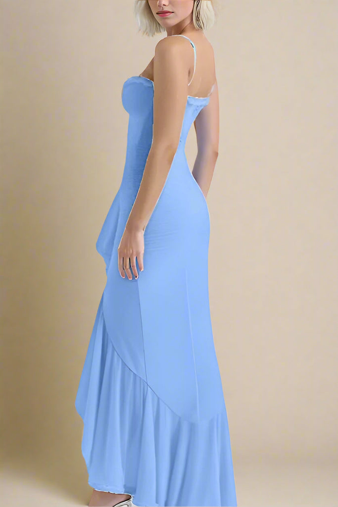Stylish blue dress | Noah Bodycon Wrap Midi Dress - Azure Blue - Ideal for special occasions