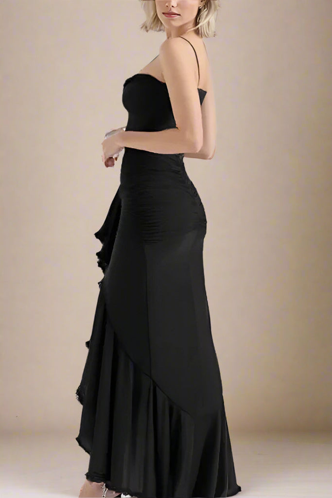 Stylish black dress | Noah Bodycon Wrap Midi Dress- Classic Black - Ideal for special occasions