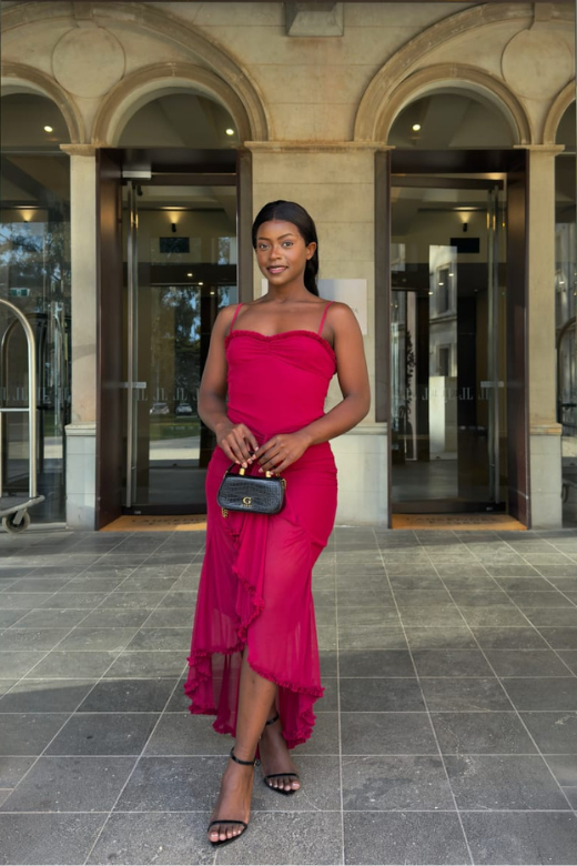 Noah Bodycon Wrap Midi Dress- Red Wine - Stylish red dress for special occasions | Buy Online