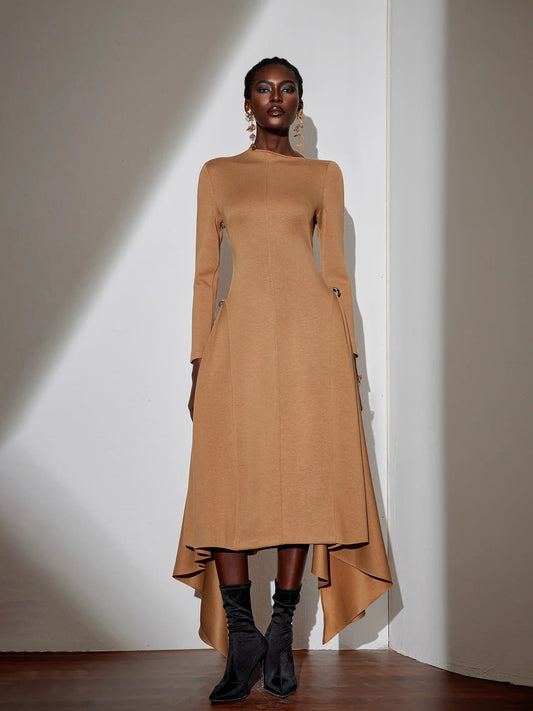 Asymmetric One-Shoulder Flowy Maxi Dress
