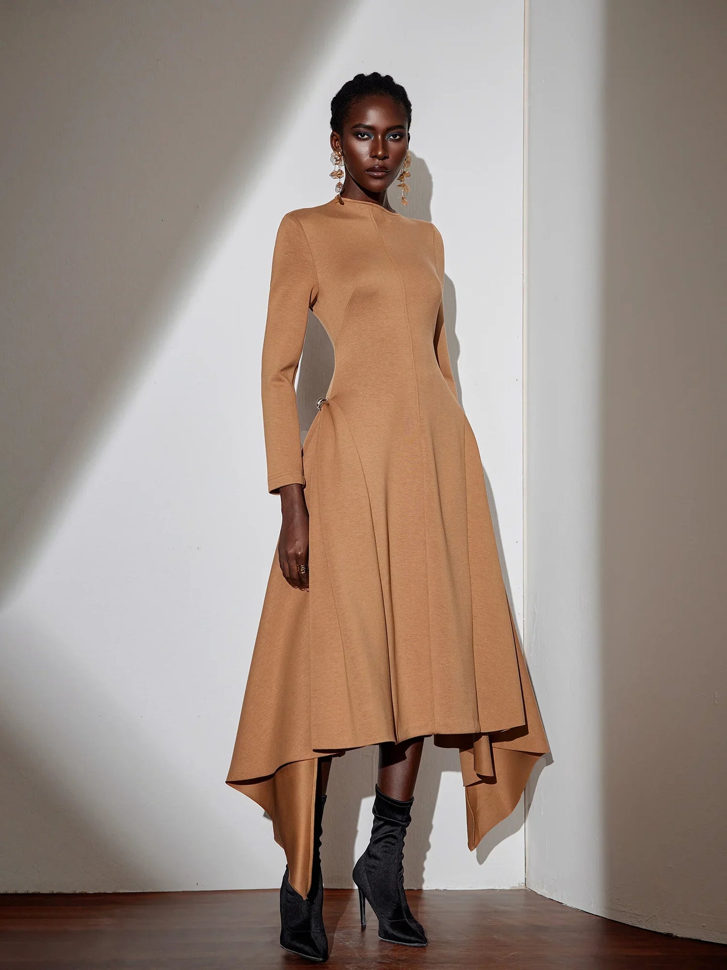 Asymmetric One-Shoulder Flowy Maxi Dress