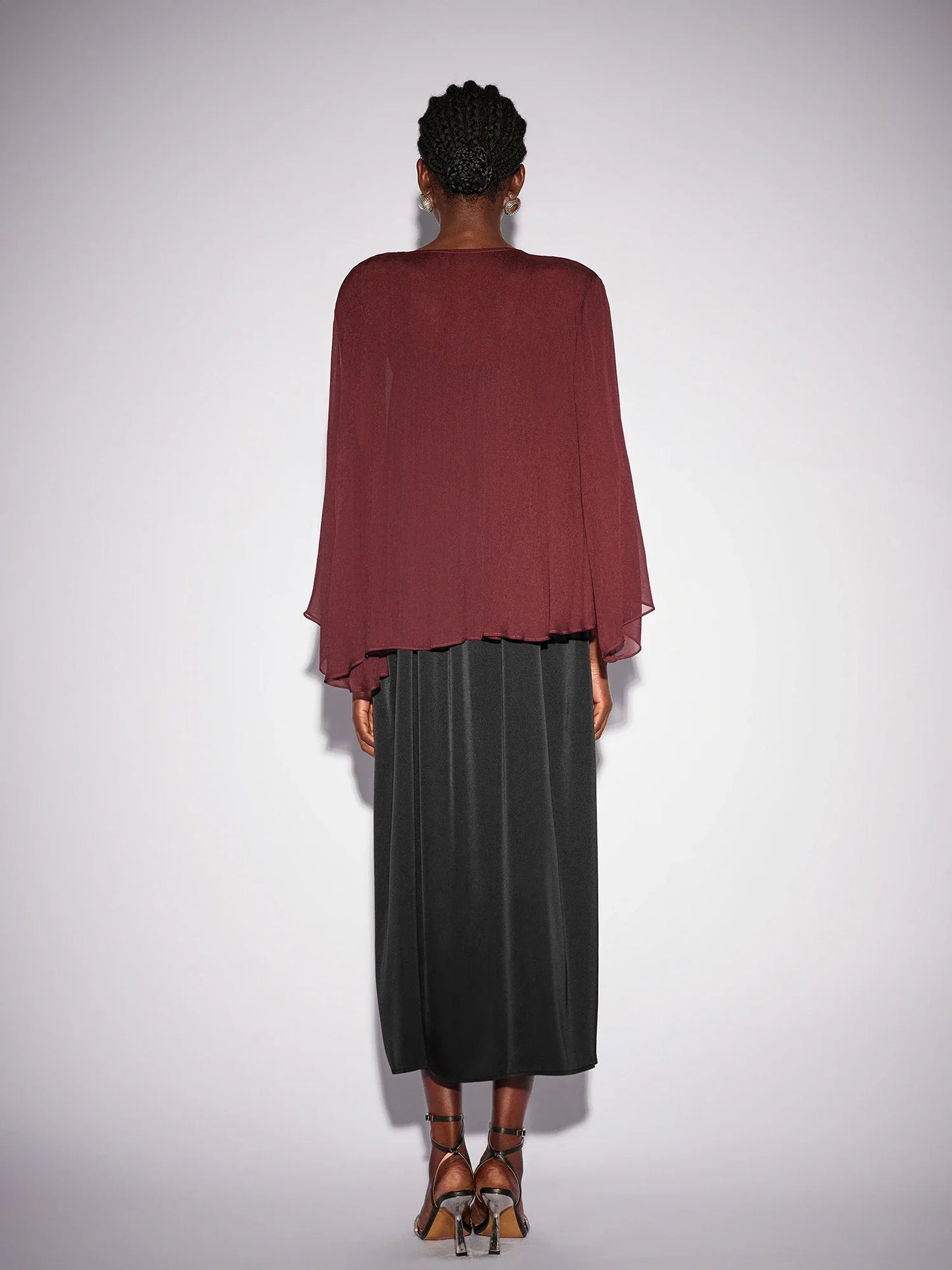 Black Inner Midi Dress with Mesh Outerwear