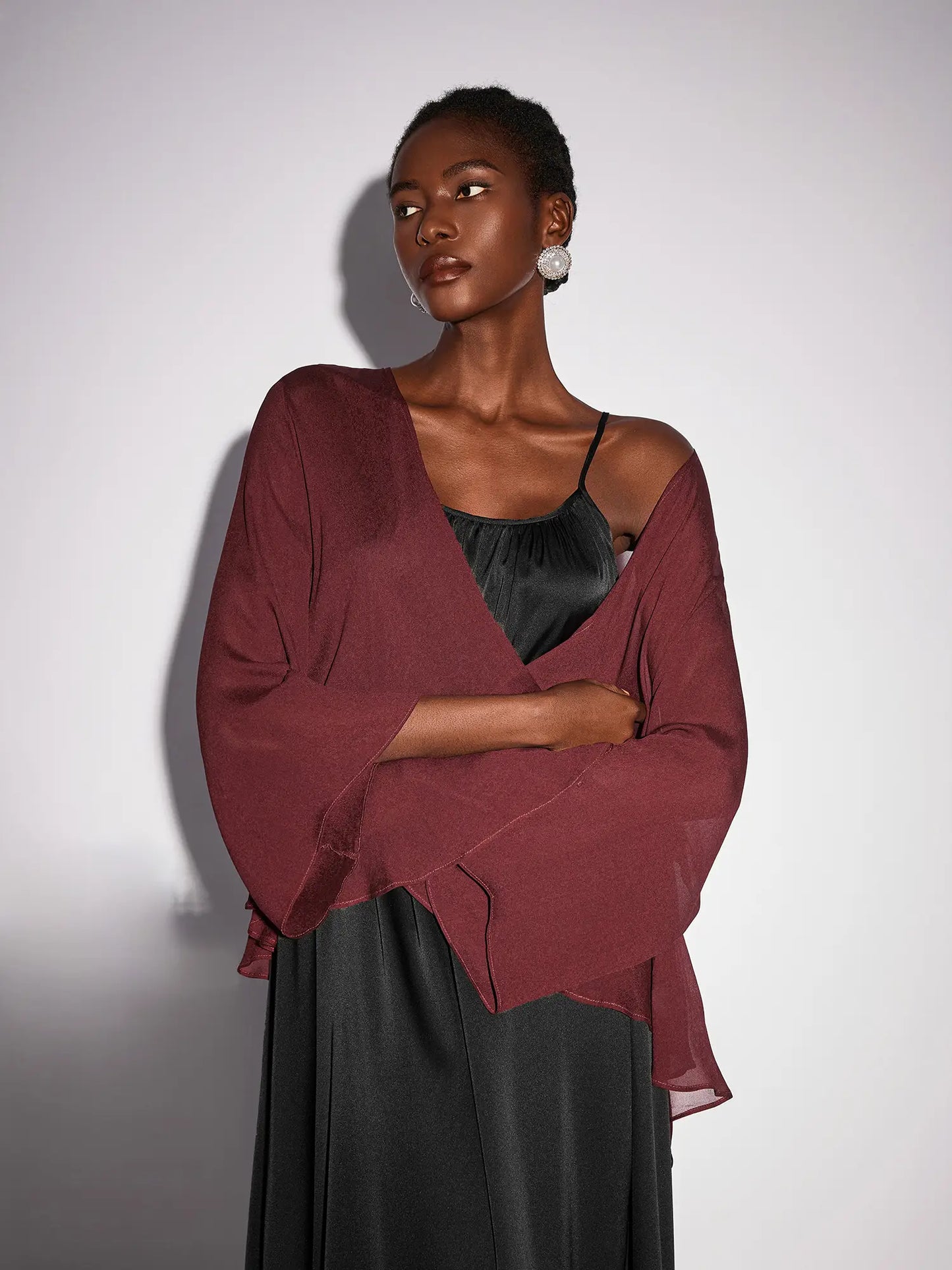 Black Inner Midi Dress with Mesh Outerwear