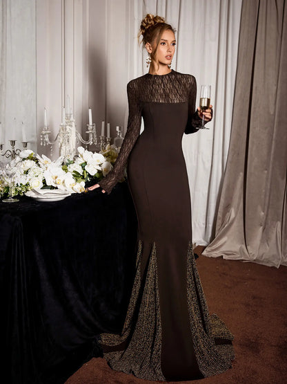Black Mesh Mermaid Maxi Dress