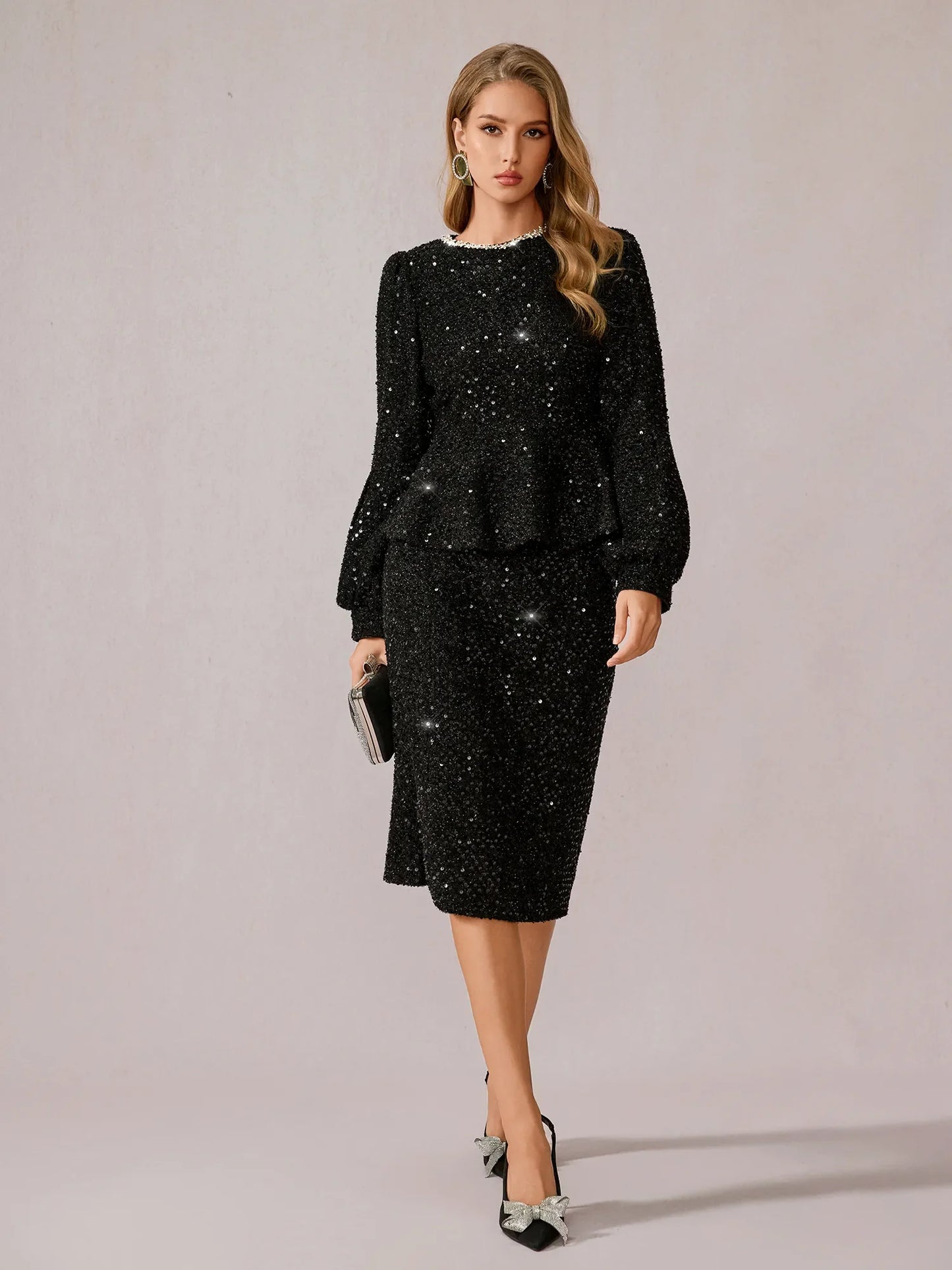 Black Sparkly Daily Two-Piece Set