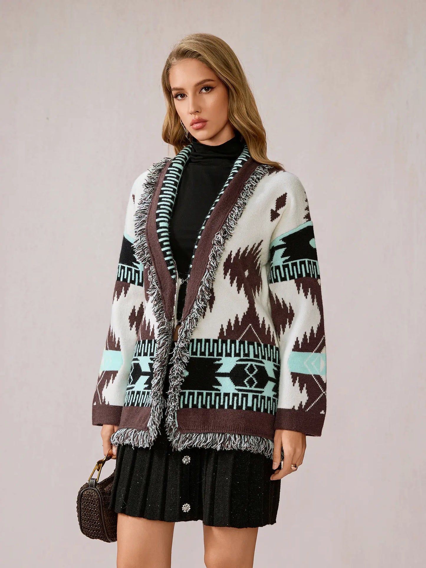 Boho Tassel Open Front Daily Knit Cardigan