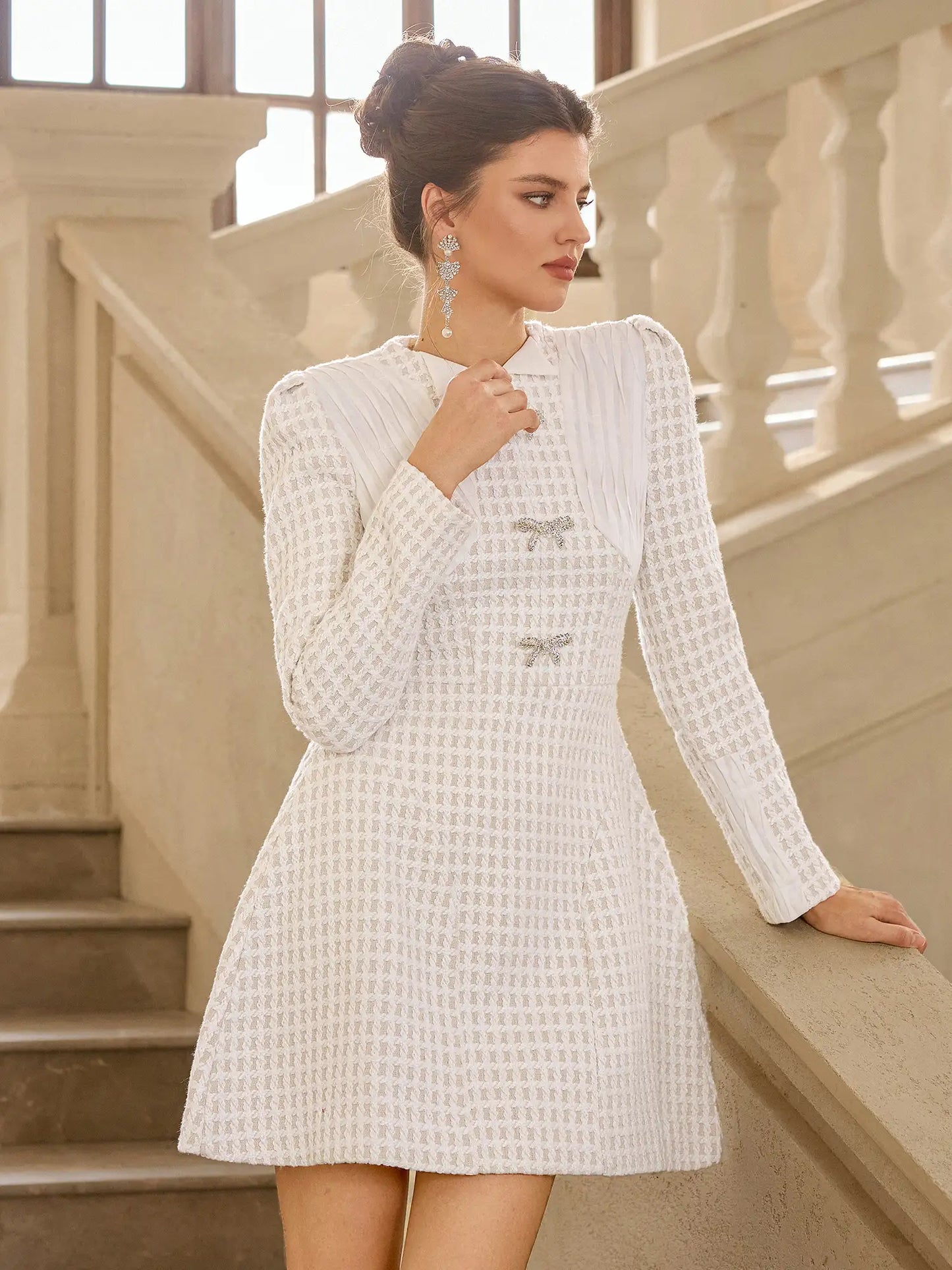 Butterfly Mesh Grid Mini Dress