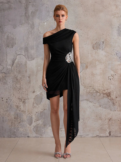Commanding Off-Shoulder Cocktail Mini Dress