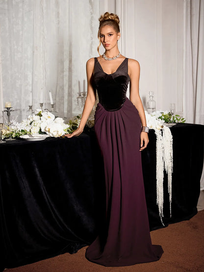 Dark Purple High Waist Elegant Maxi Dress