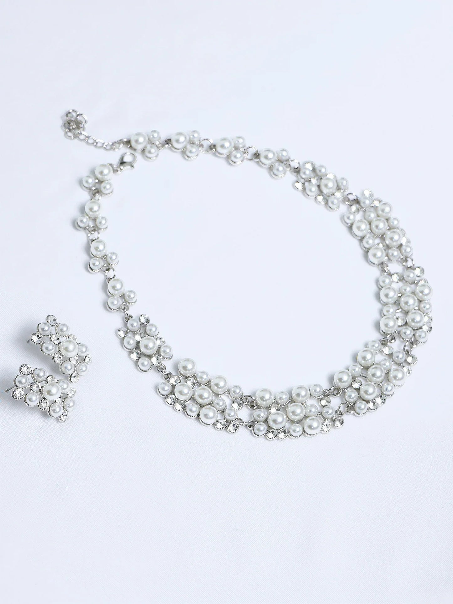 Elegant Rhinestone Necklace Earrings Set