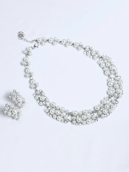 Elegant Rhinestone Necklace Earrings Set