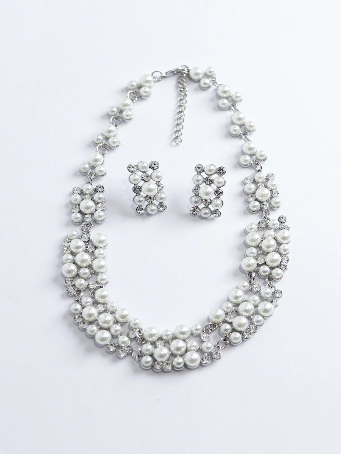 Elegant Rhinestone Necklace Earrings Set