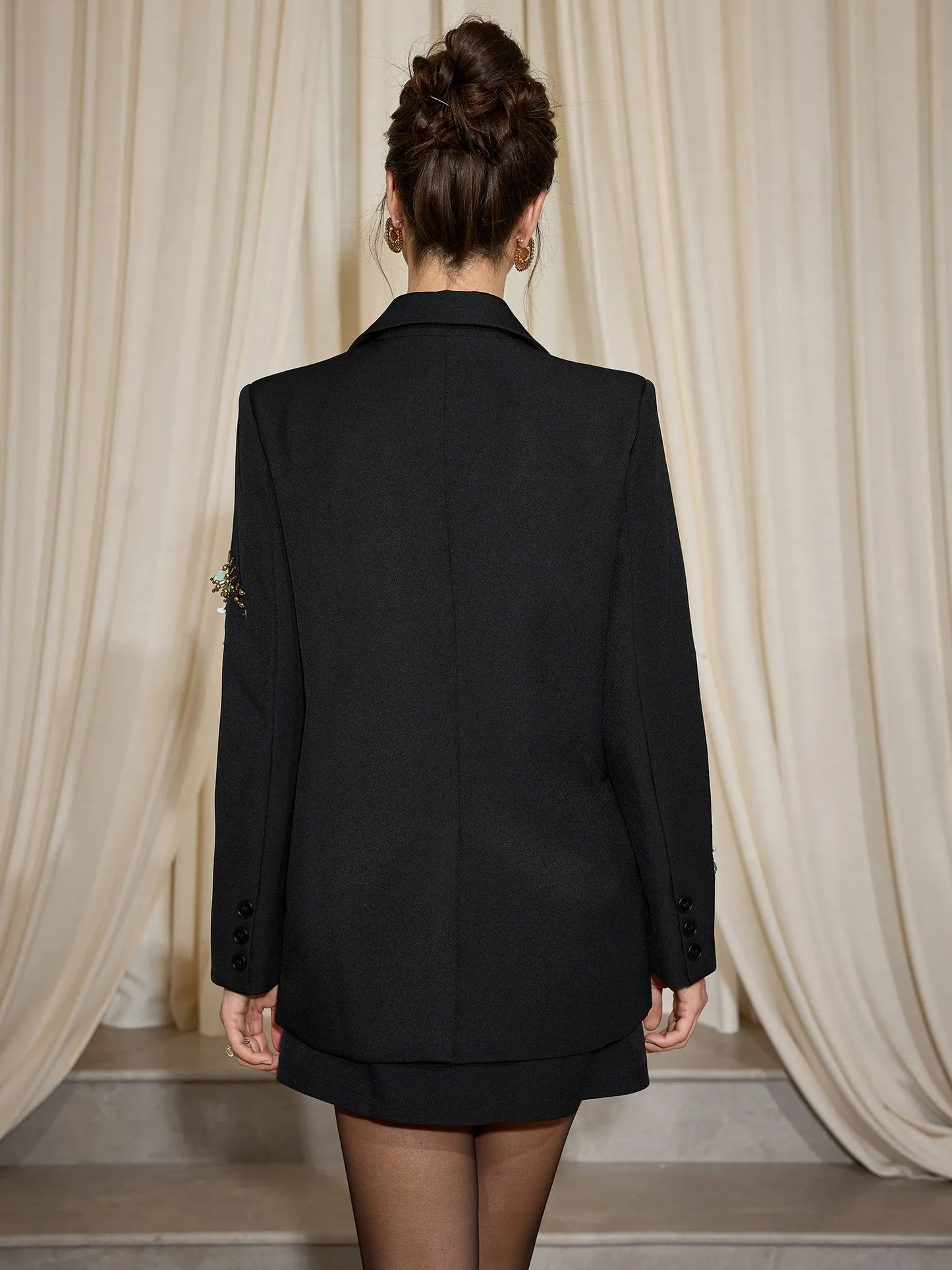 Black 3D Floral Athleisure Jacket