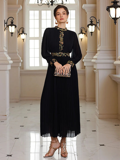 Fitted Waist Beaded Midi Dress