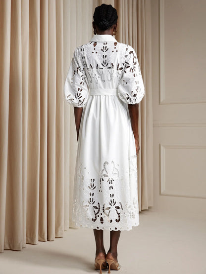 Floral Cut-Out Tie-Up Midi Dress