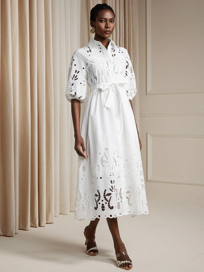Floral Cut-Out Tie-Up Midi Dress