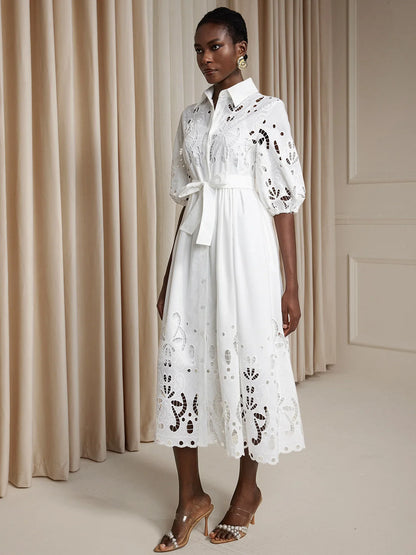 Floral Cut-Out Tie-Up Midi Dress