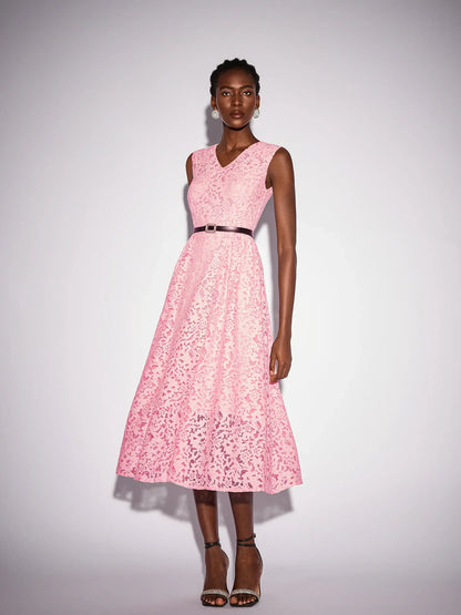 Floral Panel Cutout Sleeveless Midi Dress