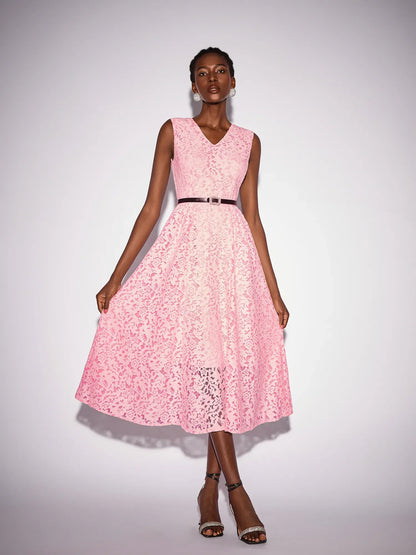 Floral Panel Cutout Sleeveless Midi Dress