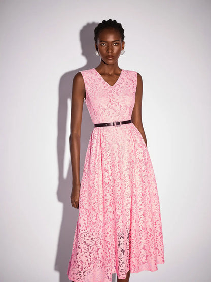 Floral Panel Cutout Sleeveless Midi Dress