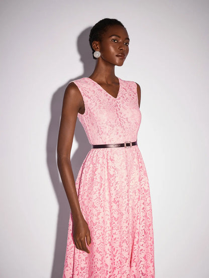 Floral Panel Cutout Sleeveless Midi Dress