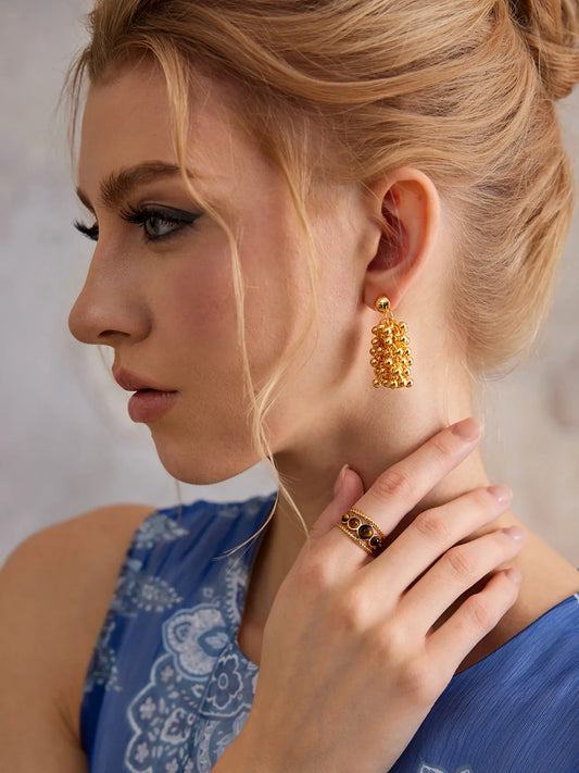 Golden Pearl Stud Earrings