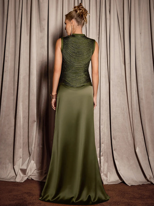 Green Vintage Tassel Evening Two Piece Set