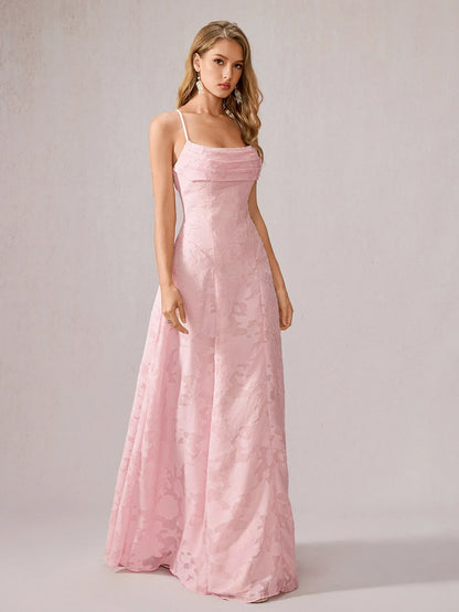 Pink Ruched Mesh Maxi Dress