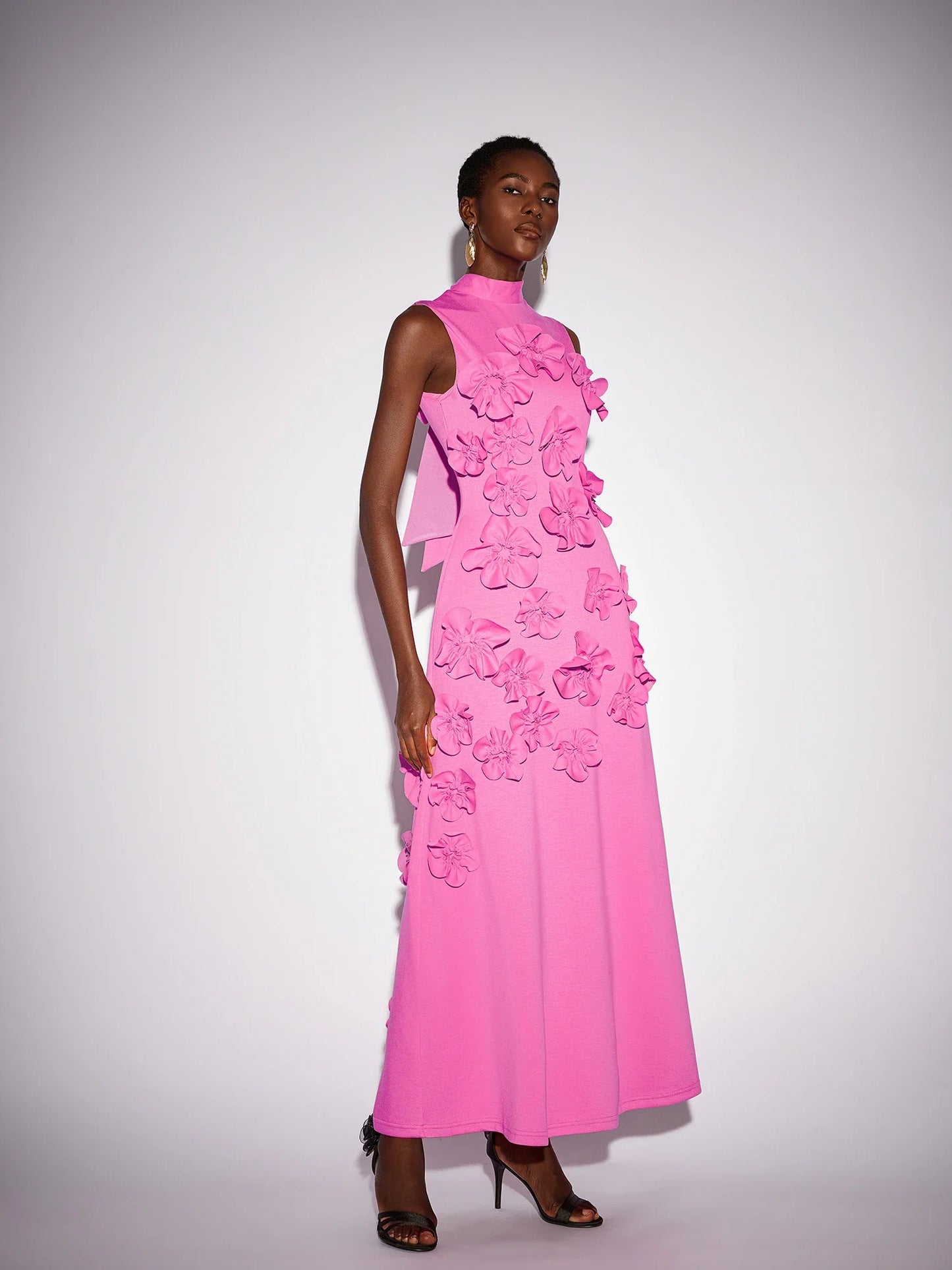 Pink floral Sleeveless Maxi dress