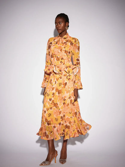 Ruffle Blouse and Waterfall Bloomfield Skirt Set
