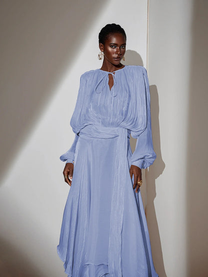 Satin Tie-Strap Maxi Dress