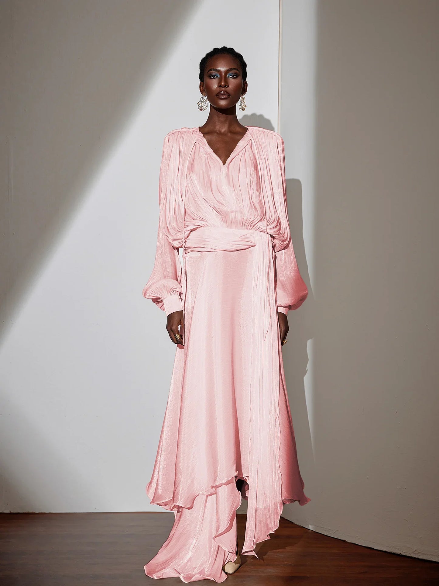 Satin Tie-Strap Maxi Dress