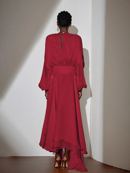 Brown Satin Tie-Strap Maxi Dress