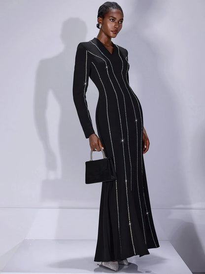 V-Neck Slim Fit Maxi Dress