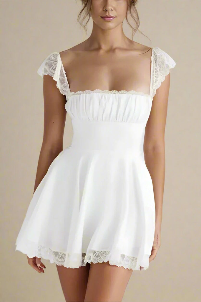 Nori Mini Dress - White Pearl - Stylish white dress for special occasions | Buy Online