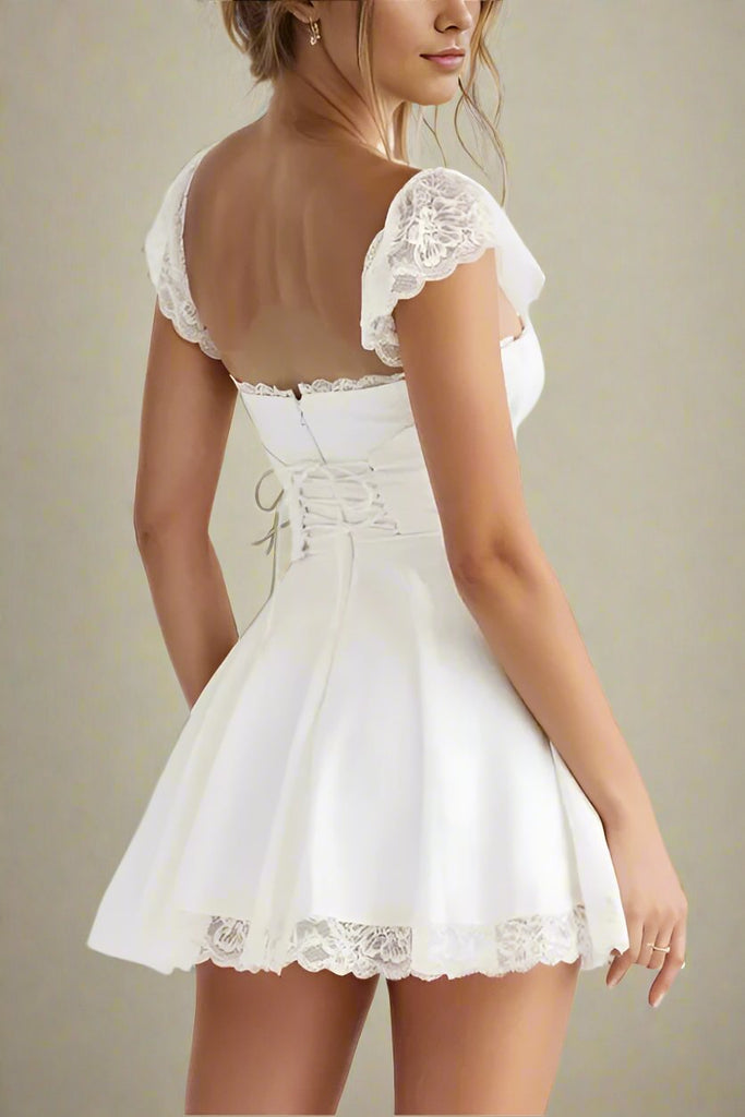 Nori Mini Dress - White Pearl - Stylish white dress for special occasions | Buy Online