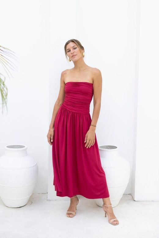 Shop  red dress - Perfect for special occasions | North Bodycon Wrap Midi Dress - Red Wine