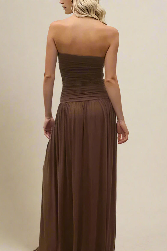 Stylish brown dress | North Bodycon Wrap Midi Dress - Chocolate Brown - Ideal for special occasions