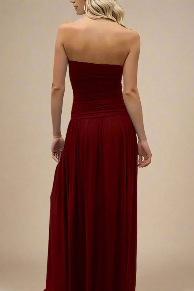 North Bodycon Wrap Midi Dress - Red Wine - Stylish red dress for special occasions | Buy Online