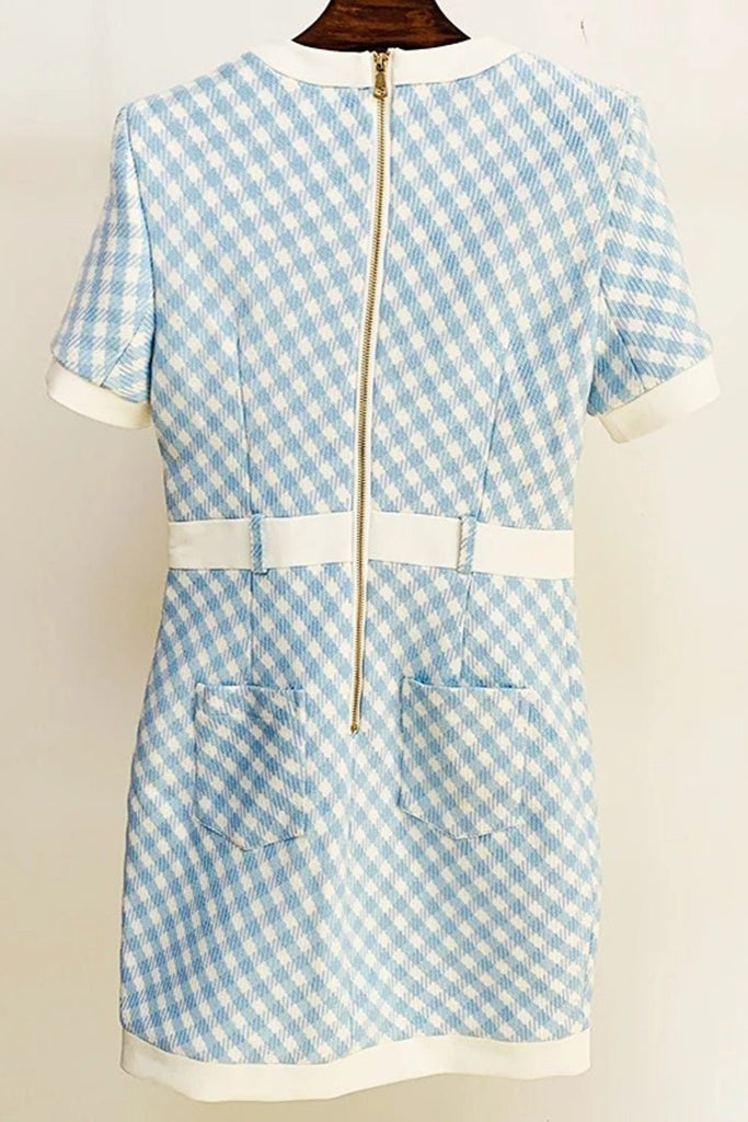 Nyehok Block Plaid Tweed Mini Dress - Stylish beautiful dress for special occasions | Buy Online