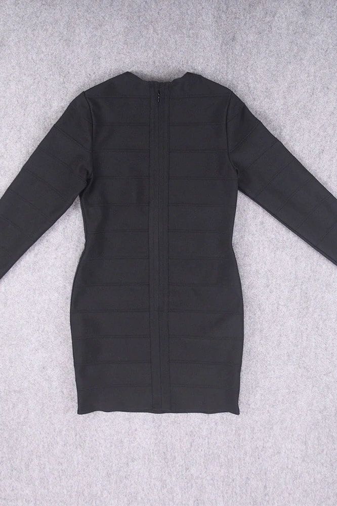 Pamela Long Sleeve Bandage Mini Dress - Classic Black - Stylish black dress for special occasions | Buy Online