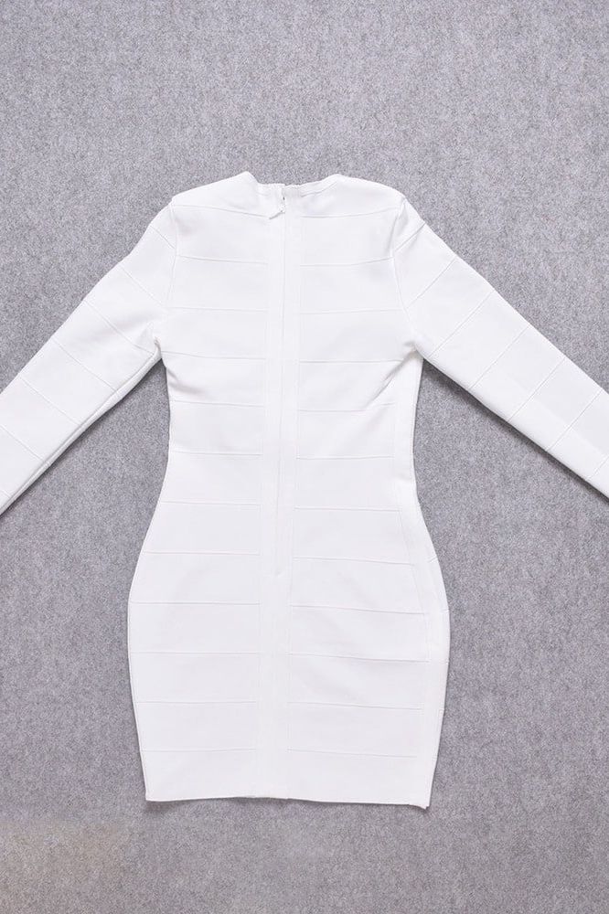 Shop  white dress - Perfect for special occasions | Pamela Long Sleeve Bandage Mini Dress - White Pearl