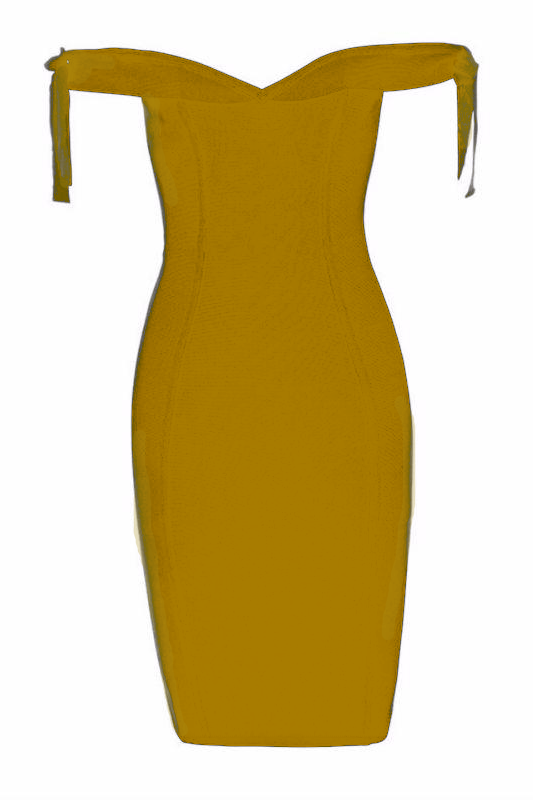 Penelope Bandage Mini Dress - Mustard Yellow - Stylish yellow dress for special occasions | Buy Online